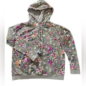 VERA BRADLEY Gray Floral Pullover Hoodie Sweatshirt Size S